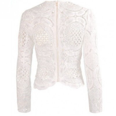 'Aily' Crocheted white lace top